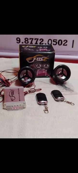 Som com alarme bluetooth pra moto aceito cartão!