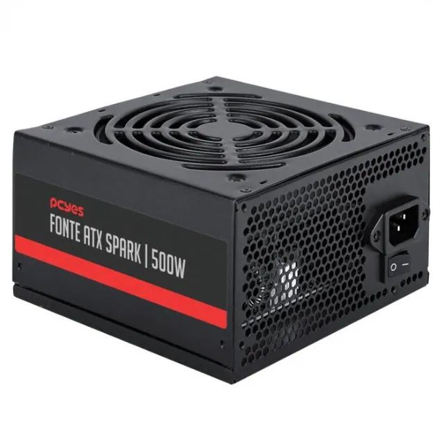 Fonte ATX 500W Real PFC Ativo 75+ Eficiência Pcyes Spark - 1 Ano de Garantia - WZetta