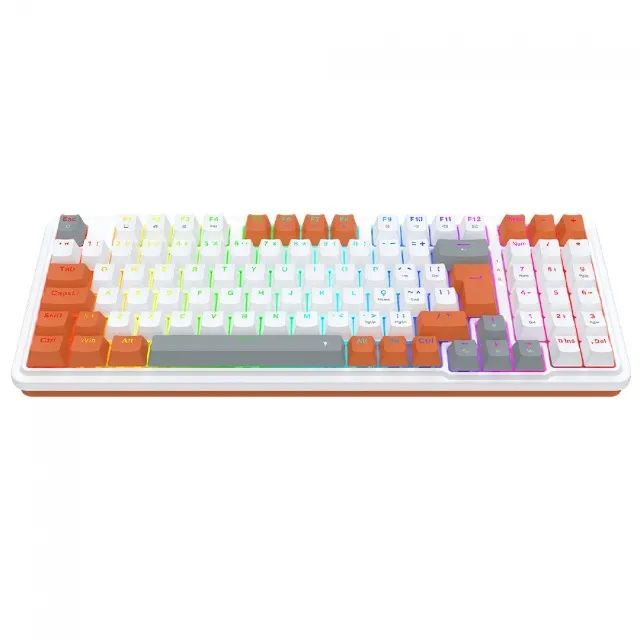 Teclado Mecânico 98% Redragon Gloria White/Orange RGB Switch Dust-Proof Red - WZetta - Foto 3