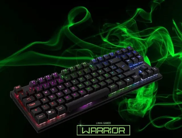Teclado Gamer Mecânico Warrior Switch Blue Led Rainbow TKL