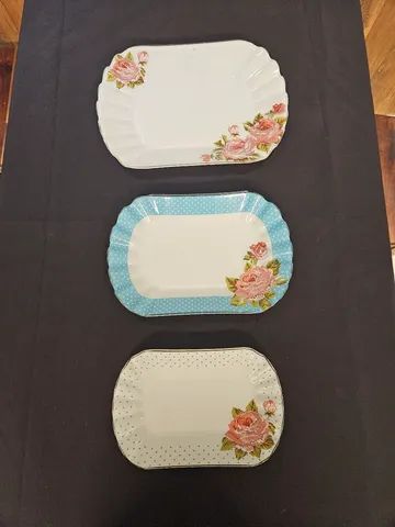 03 travessas vidro da linha bianca floral grande, média e pequena