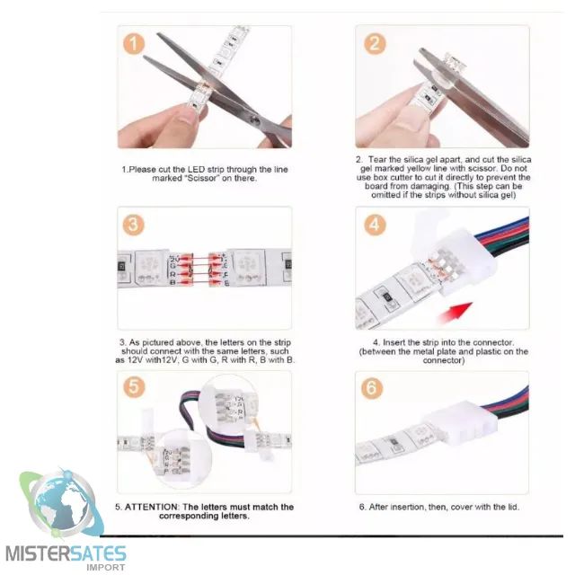 Conector Emenda Fita-fita 5050 Rgb 4 Vias Com Fio 15cm - COD 505 - Foto 5