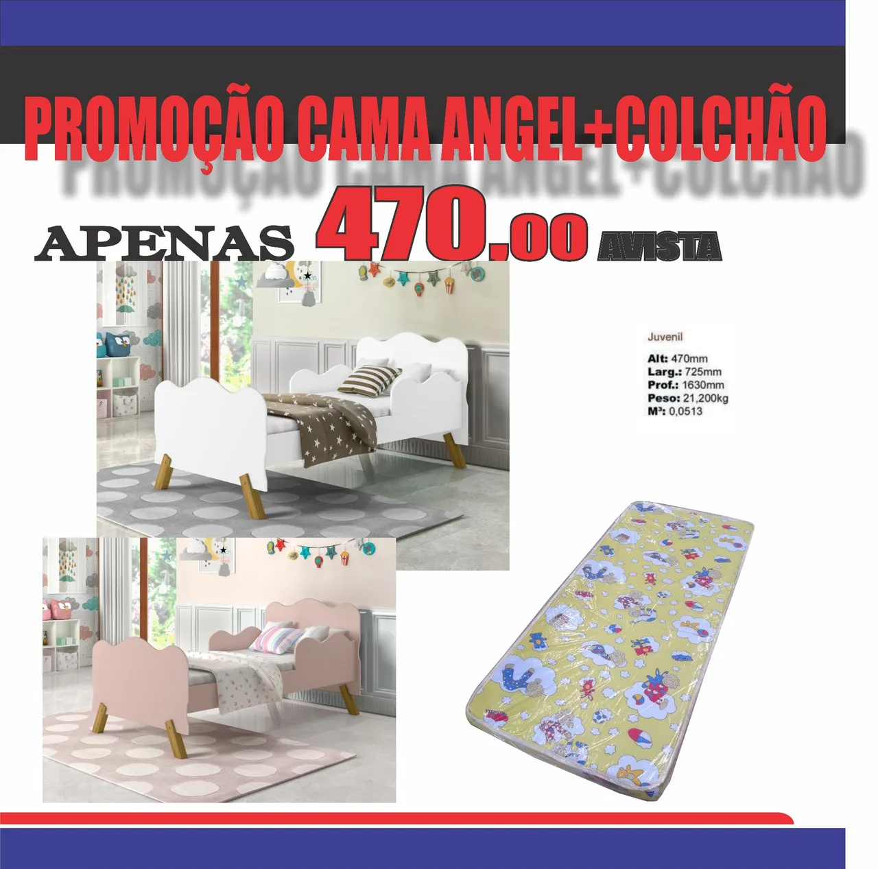 Mini cama Angel com colchão