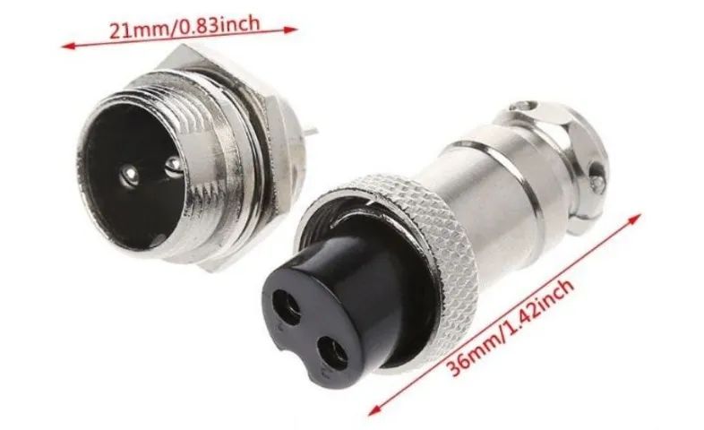Conector Mike Gx16 Plug Macho E Fêmea 2 Pinos Aviação   Arduino Automação COD-CP245  