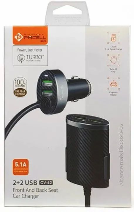 Carregador Veicular Turbo 2x2 Usb Assento Frontal e Traseiro - Foto 2