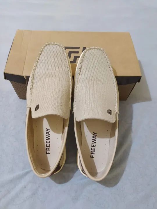 Mocassim masculino Freeway Evora001 couro Bone tamanho 40 - Foto 3