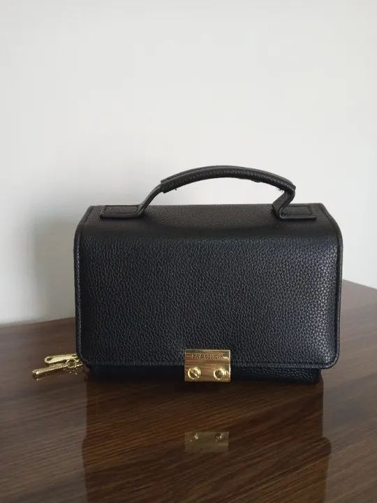 Bolsa Cecília Preta 2 Compartimentos com Ziper - Foto 2