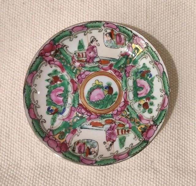 Conjunto de Café Chinês Pintado à Mão Porcelana Macau com 9 Peças - Foto 5