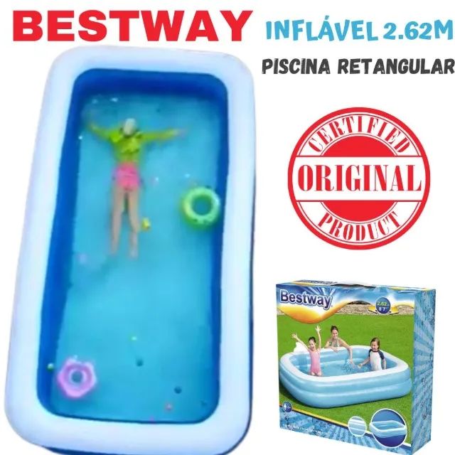 PISCINA RETANGULAR  INFLÁVEL 2.62M X 1.75M X  51 CMS DE ALTURA DE COMPRIMENTO 