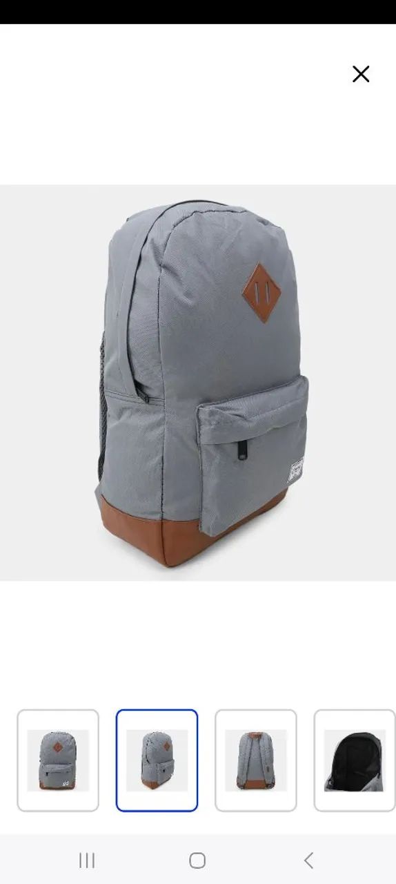 Mochila Cinza com Detalhes em Couro - Foto 2