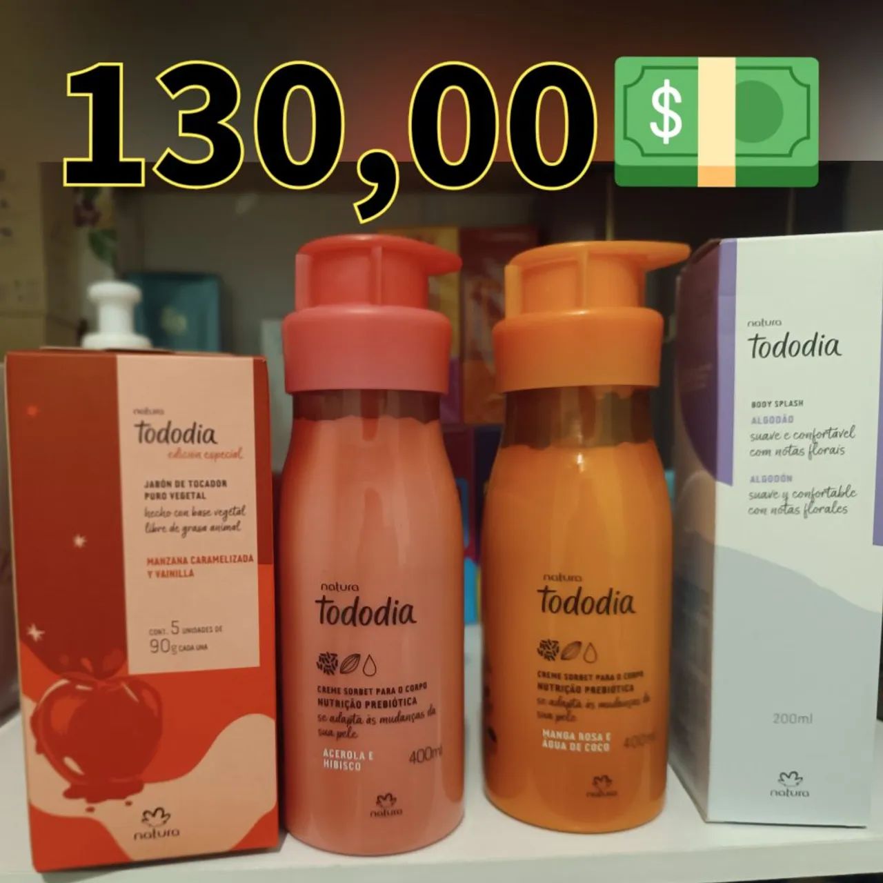 Perfume, hidratante, shampoo, sabonete 