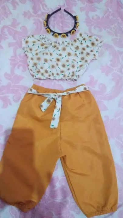 Conjunto para Bebê Menina girassol com tiara  