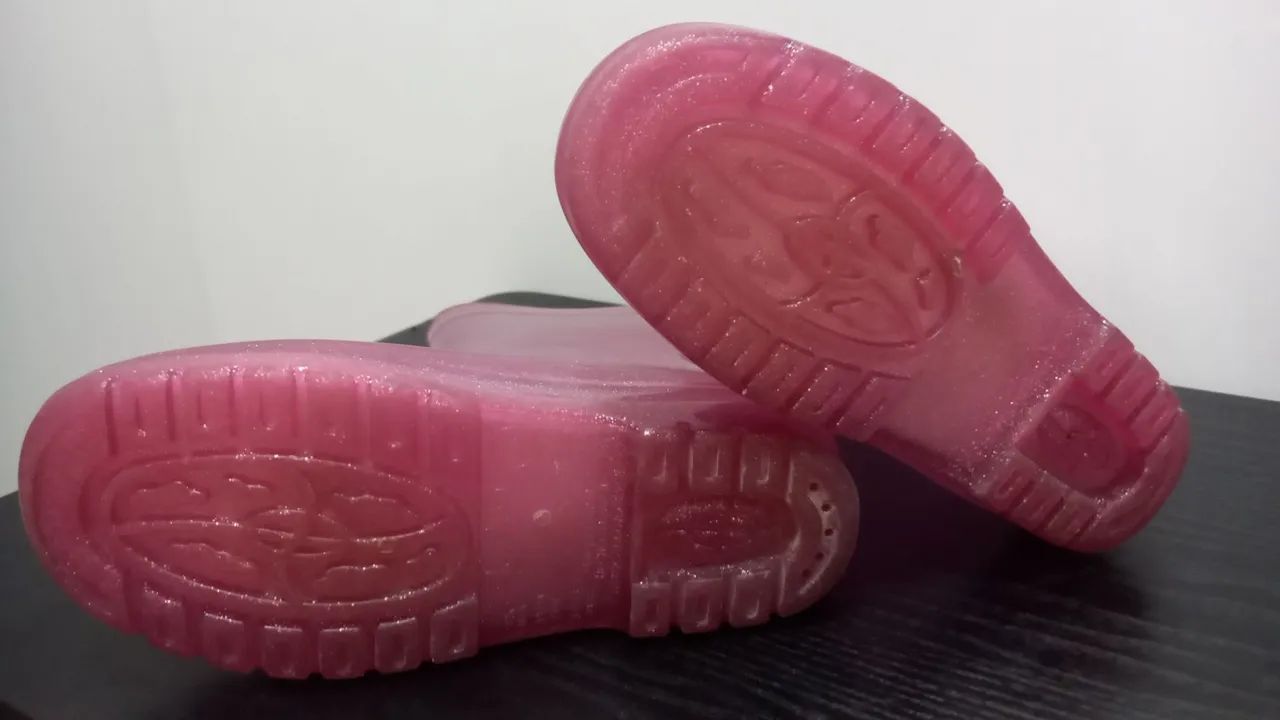 Botas de chuva infantil N° 31/32 - Rosa glitter - Foto 4