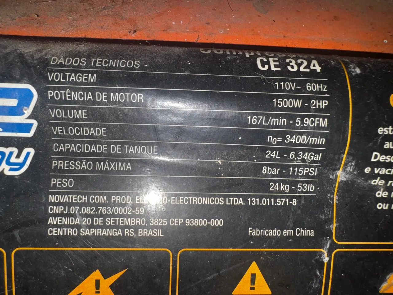(Aceito troca ) Compressor de ar CE 324 - 1500W - 2HP
