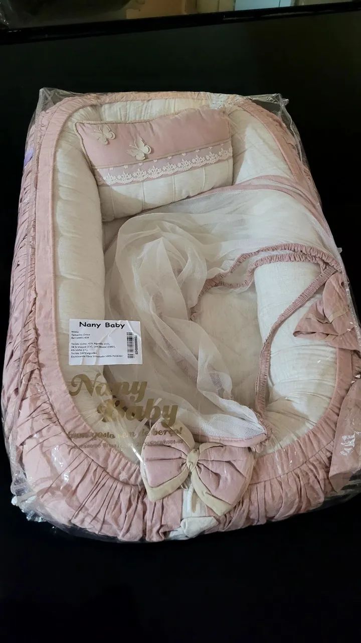 Ninho para Bebê com Mosquiteiro rosa 