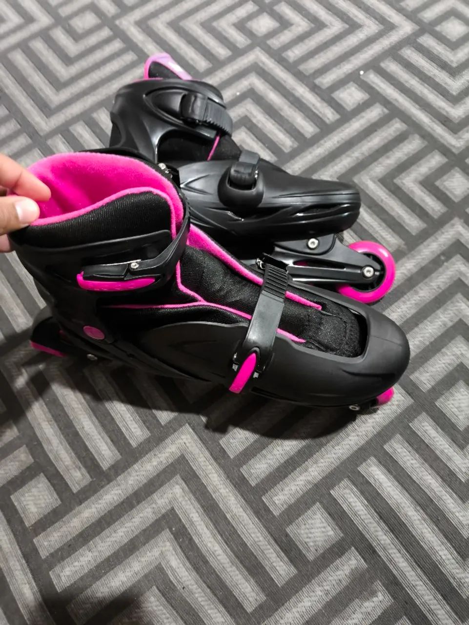Patins Inline Fitness Preto e Rosa - Foto 2