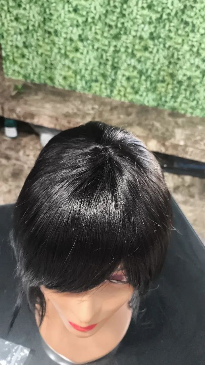 Peruca wig lisa com franja, cabelo humano  - Foto 3