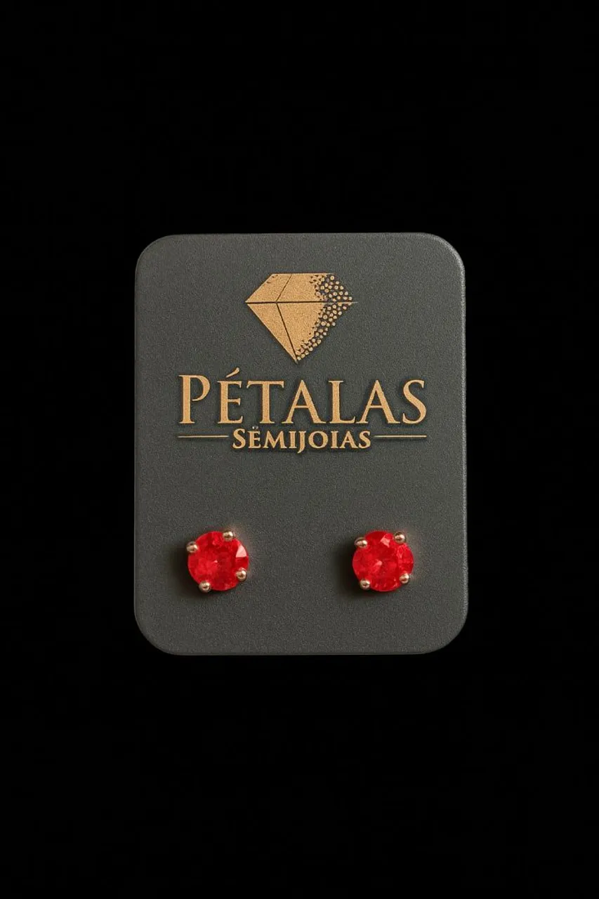 Brincos PÉTALAS Semijoias - Pedra Rubi