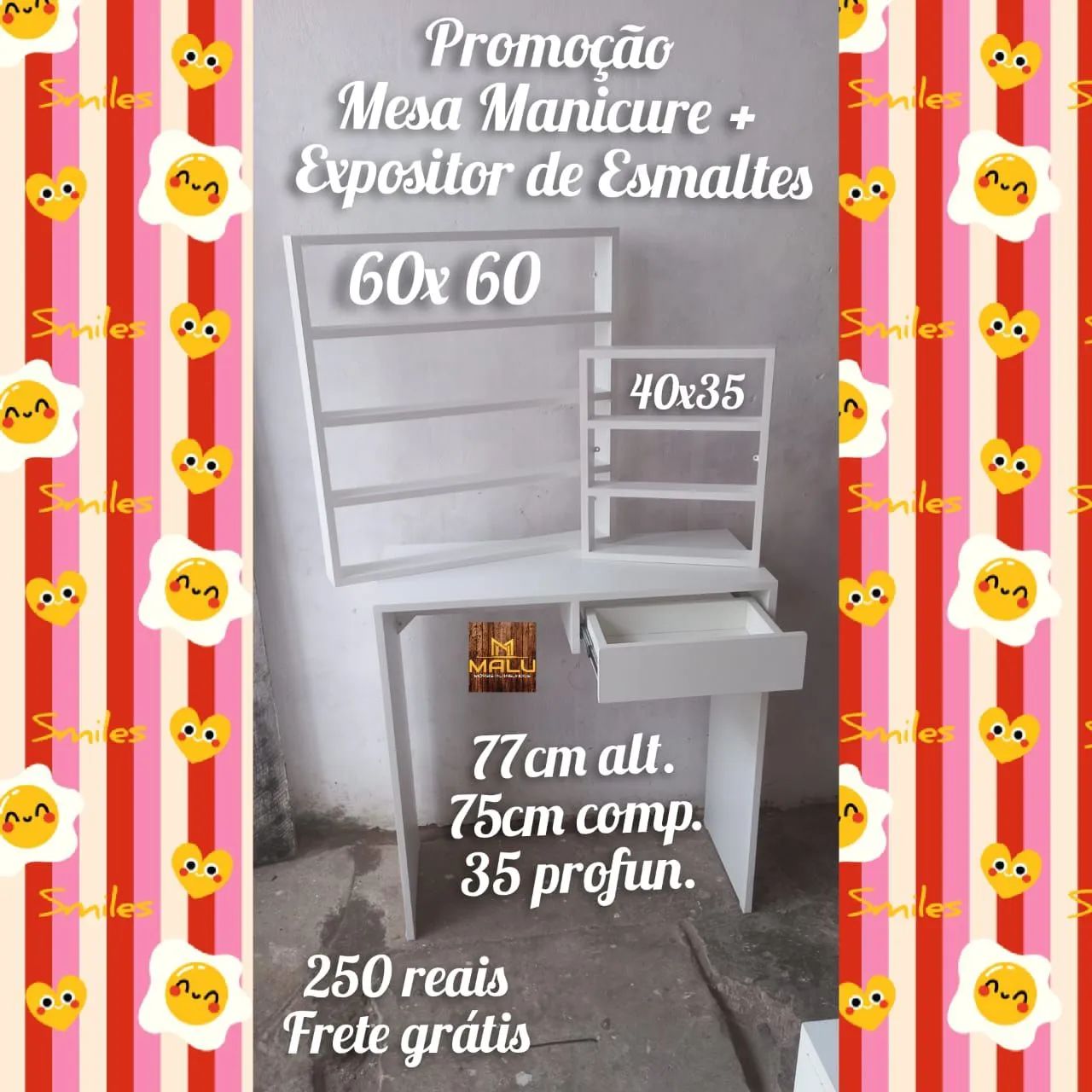 Kit mesa manicure + expositor de esmaltes 