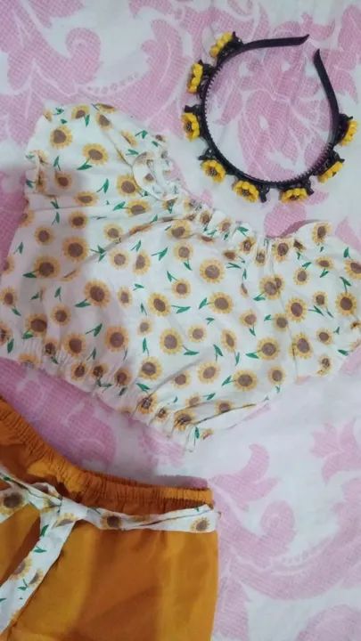 Conjunto para Bebê Menina girassol com tiara   - Foto 3