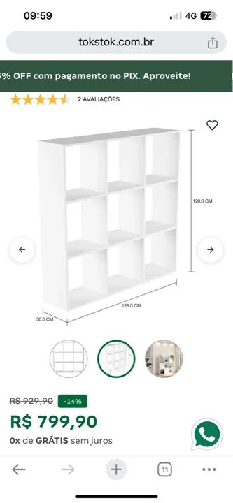 Estante de organização branca 9 nichos Tok Stok - Foto 2