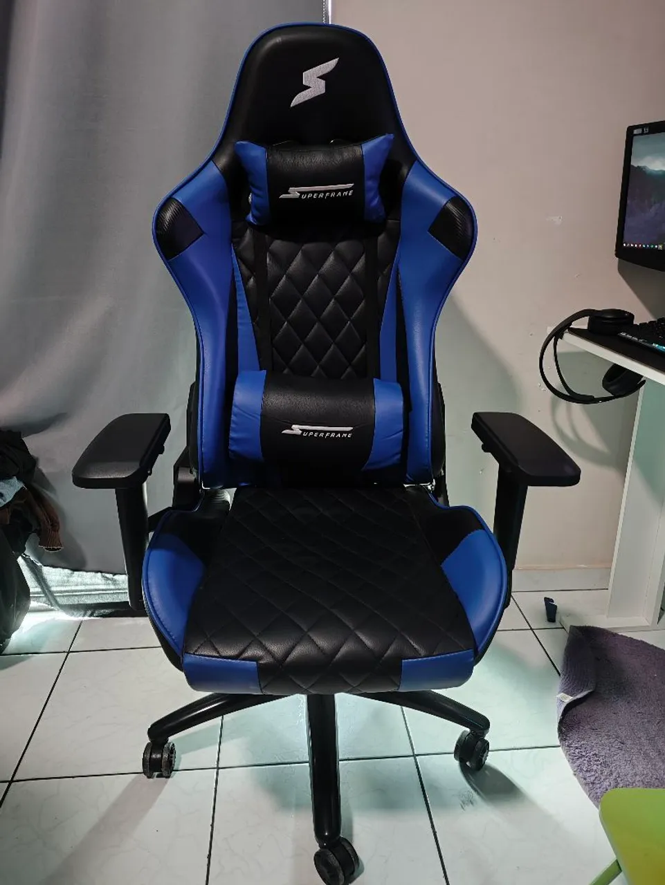 Cadeira Gamer Superframe Azul e Preta