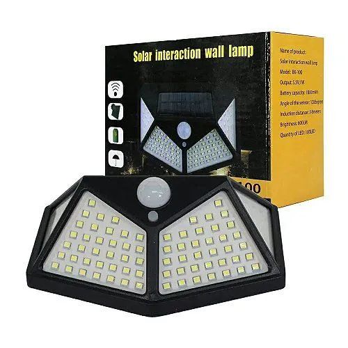 Luminária Solar 100 Led Sensor Presença Parede Externa - Foto 2
