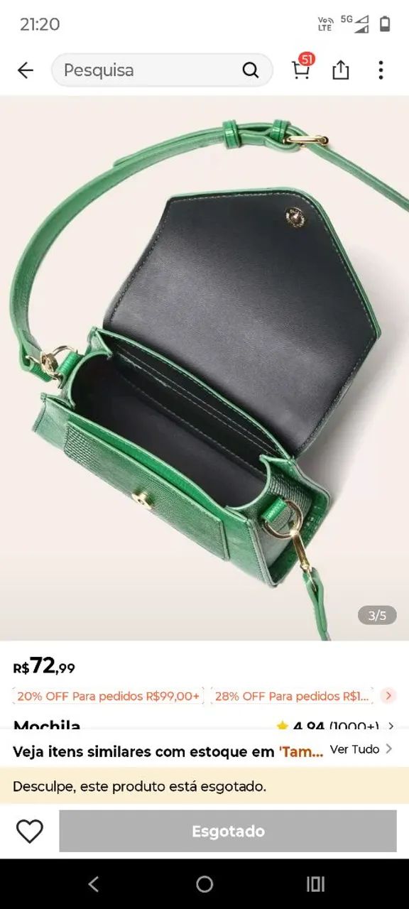 Bolsa verde transversal pequena  - Foto 3