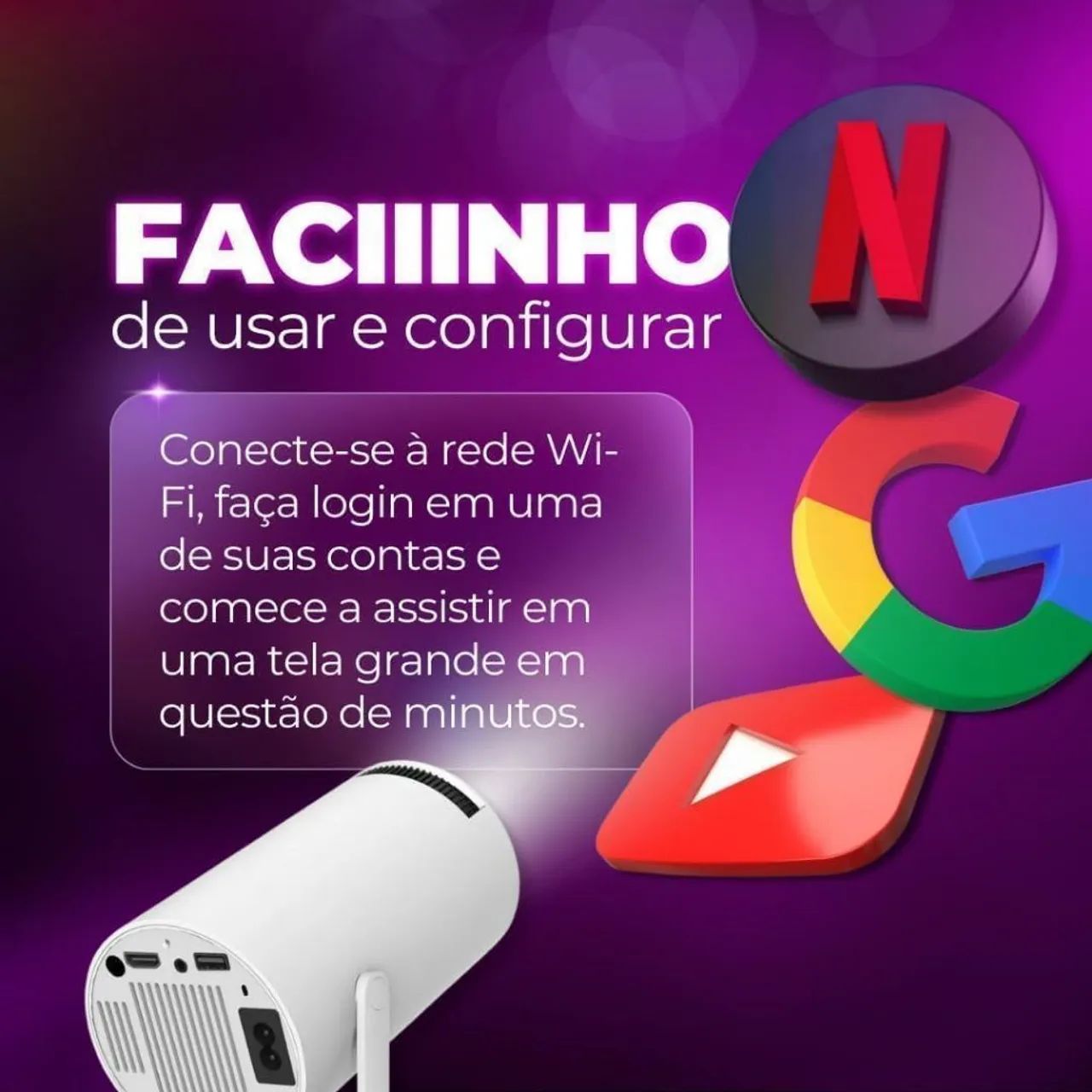TV Portátil em Mini Projetor Android 11: Leve e Prática - Foto 3