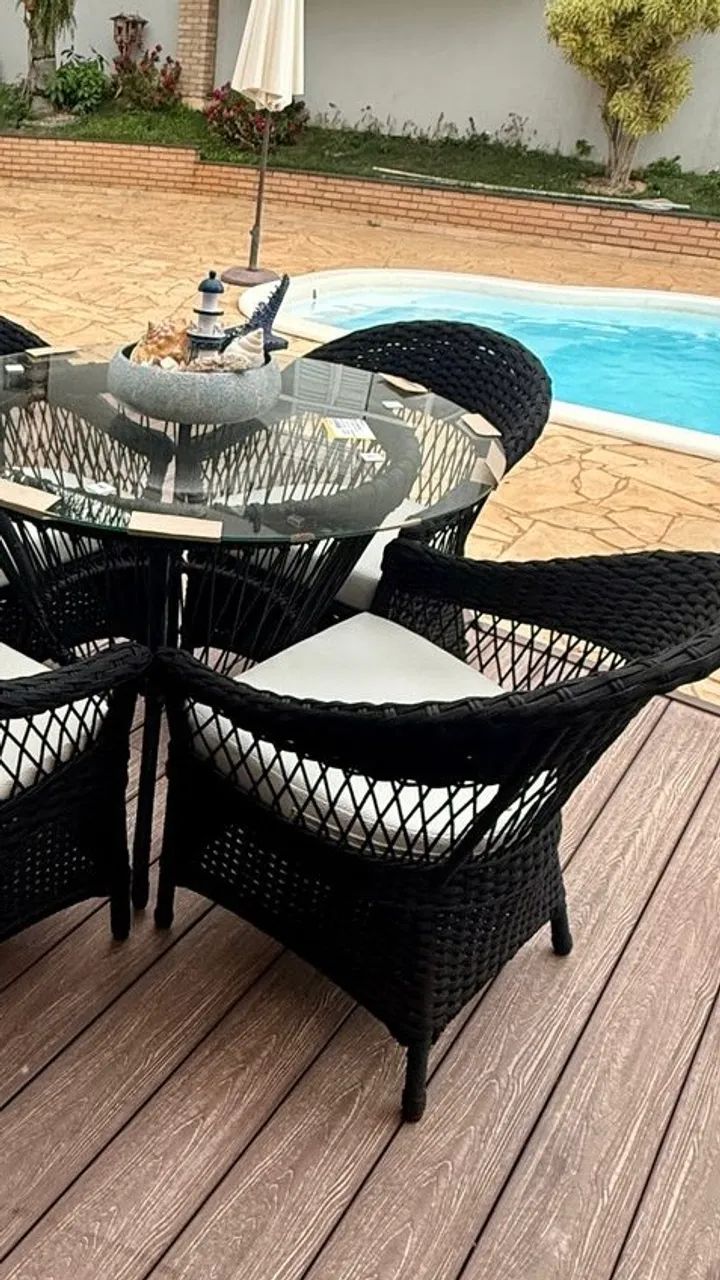 Mesa jantar corda nautica poltrona alumínio 