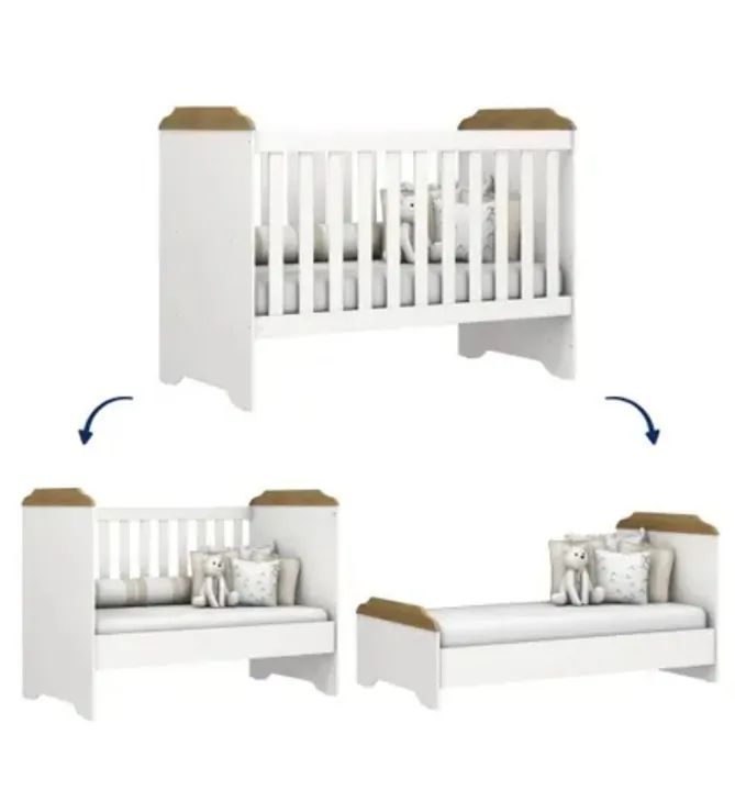 Berço, Cama e Colchão Infantil - Branco