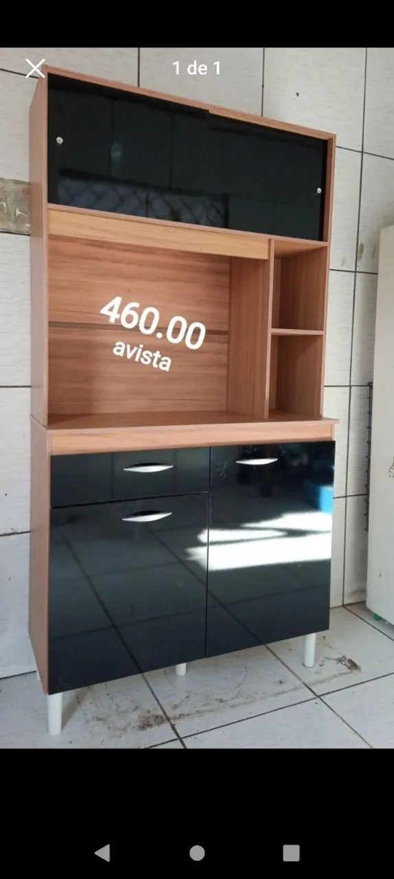 armario cor preto brilho 460.00 com montagem avista