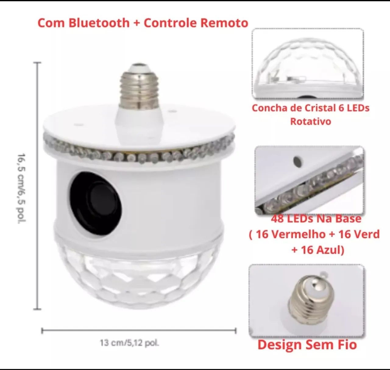 Globo de Led com Bluetooth e Alto-falante - Foto 2