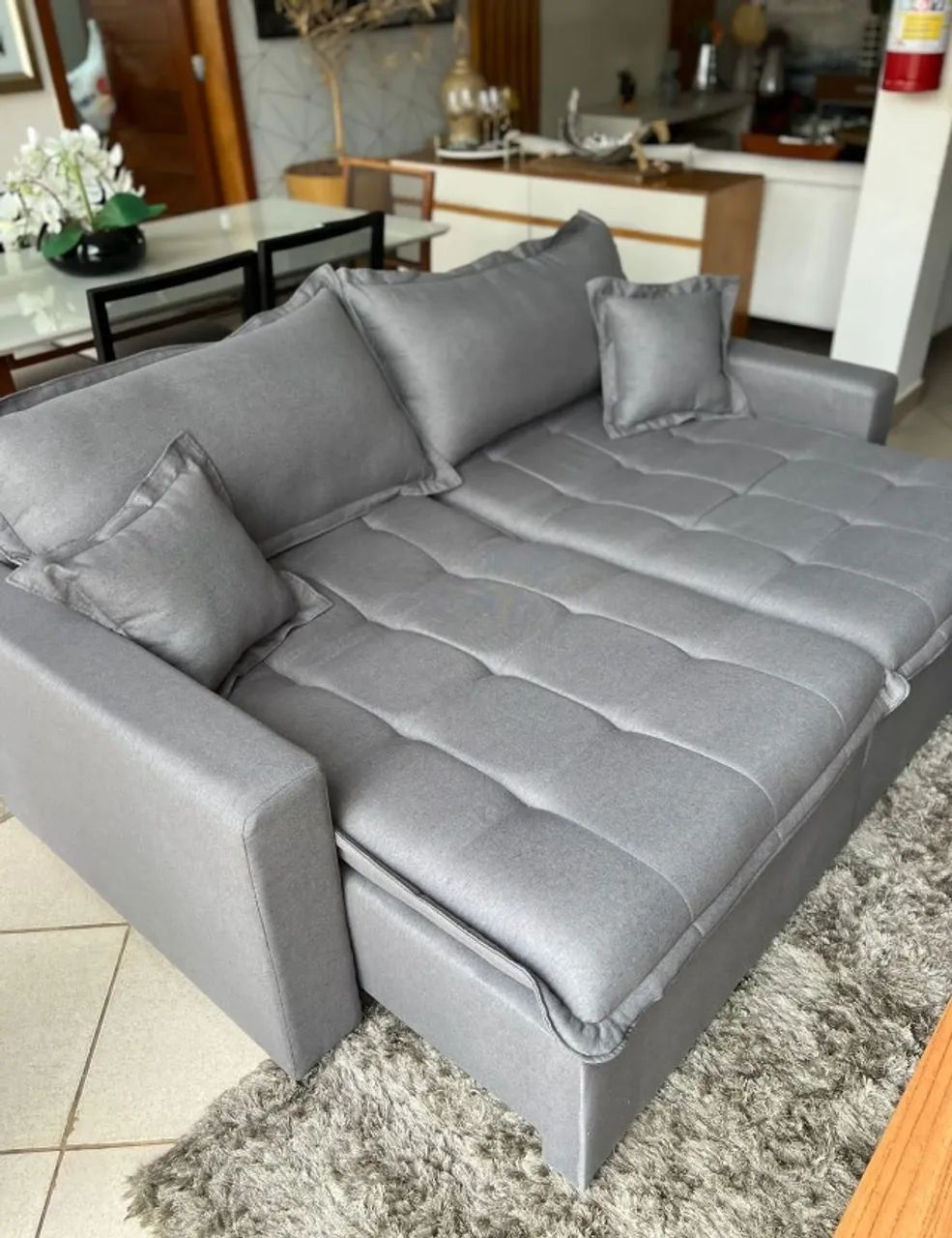 Sofá Retrátil e Reclinável 1,80m Linho DIVIDIMOS EM ATÉ 10X SEM JUROS