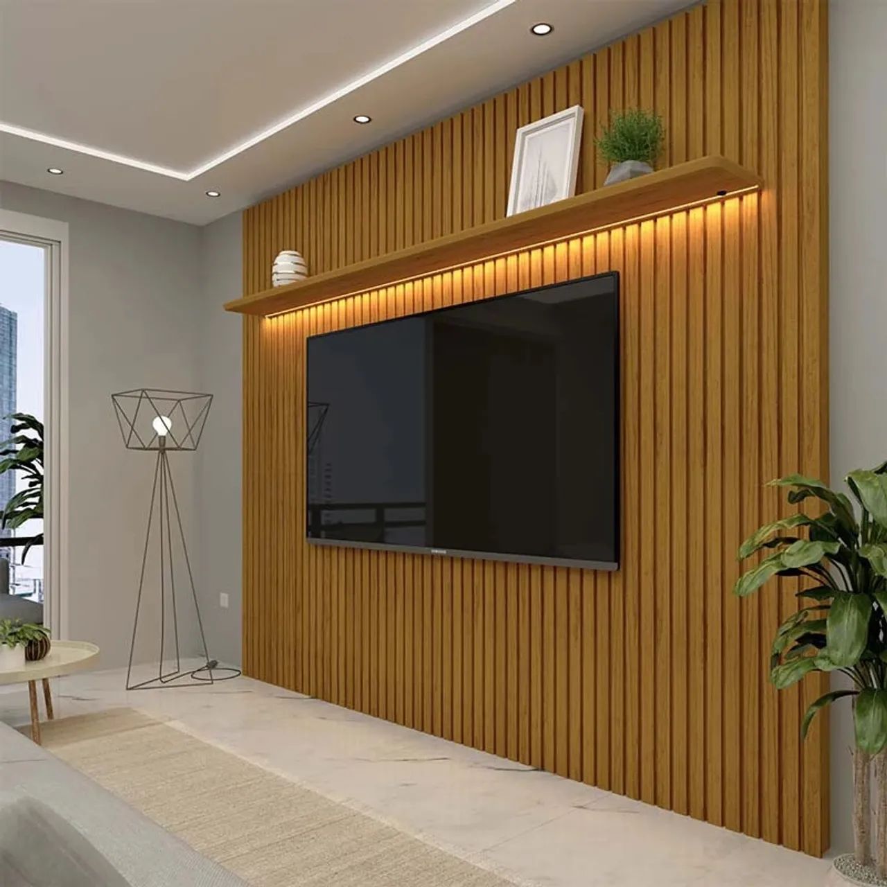 Painel  Ripado 100% MDF C/ Led !! L99m - Foto 2