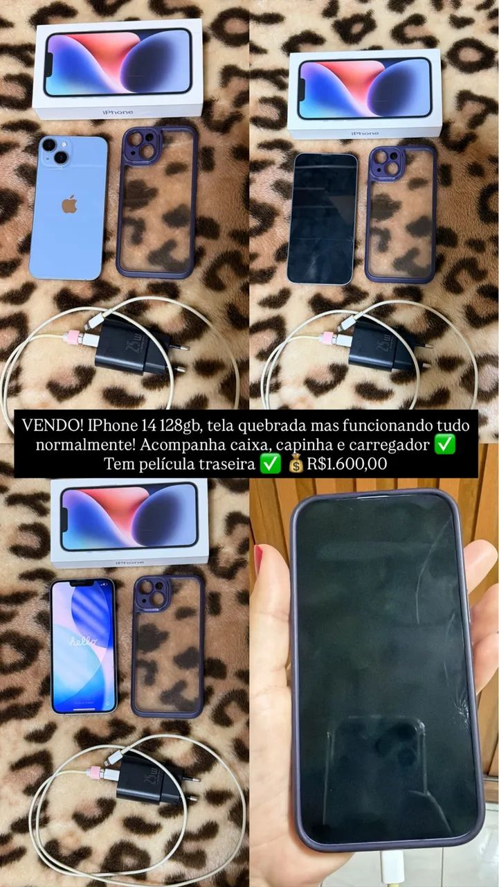 Iphone 14 azul 128gb - tela quebrada mas funciona normalmente  - Foto 5