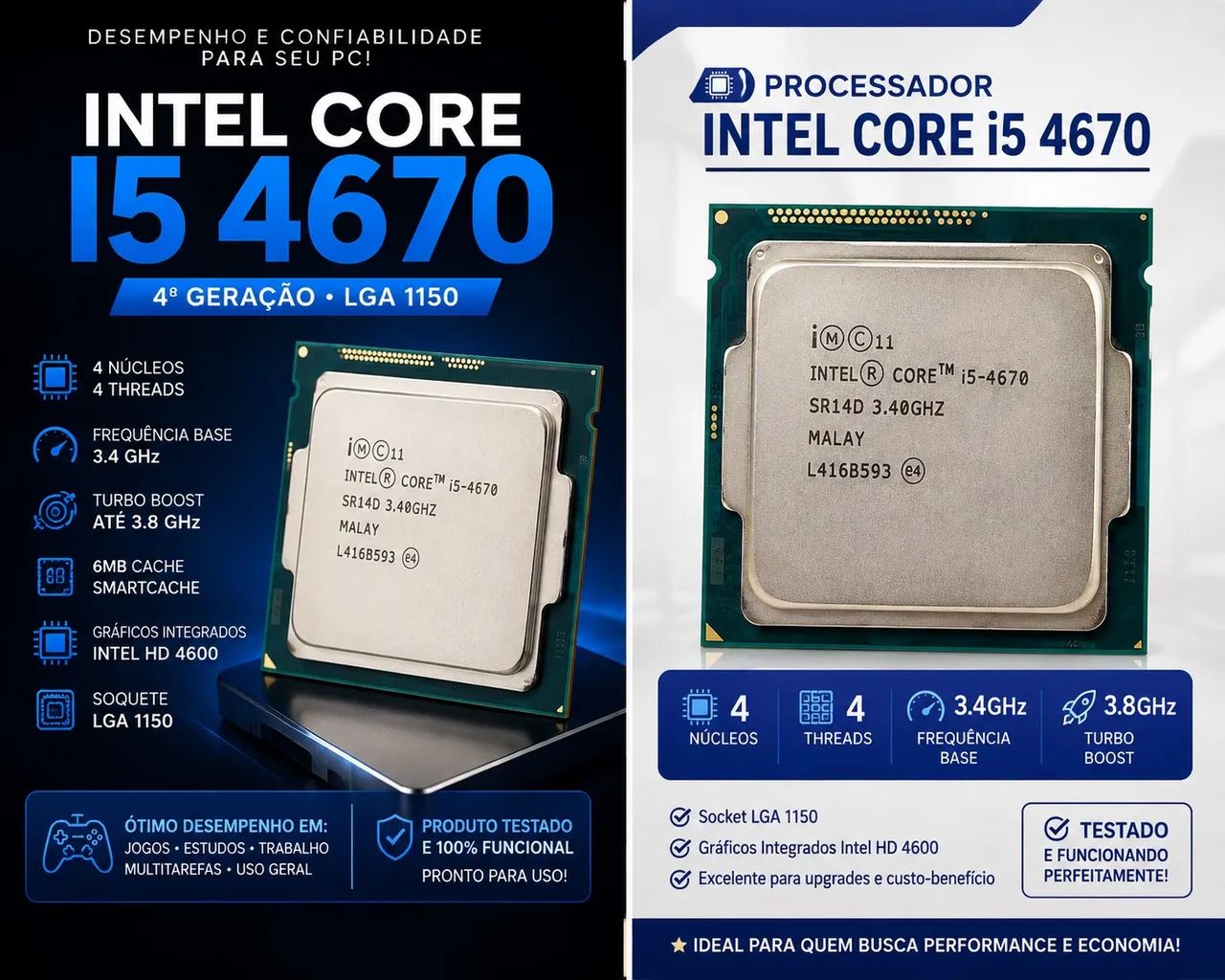 Processador i5 4670 4/4 3.8 GHz com Gráficos integrados - Peças de