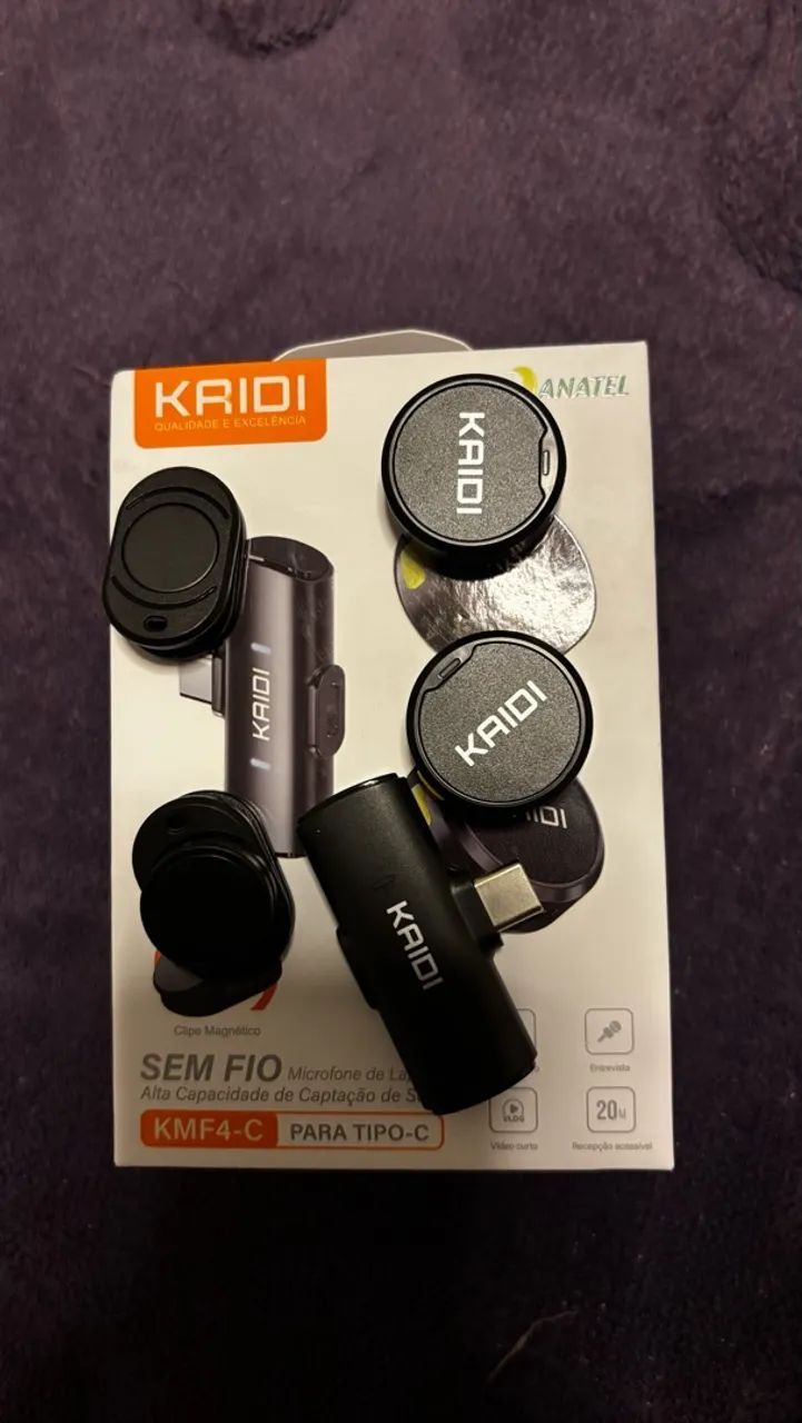 Microfone de Lapela Sem Fio Kaidi KMF4-C - Tipo-C - Foto 2
