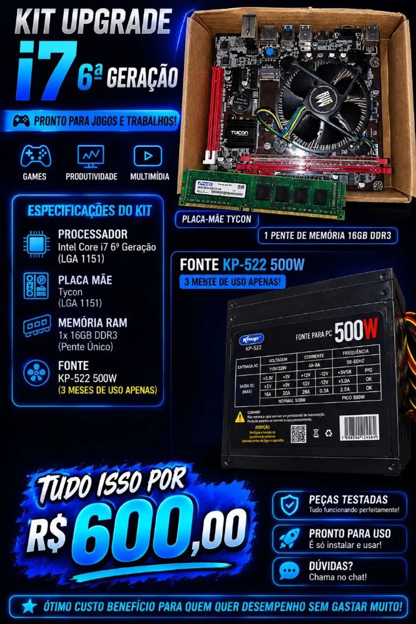 Kit intel 7 da geração 16g de ram