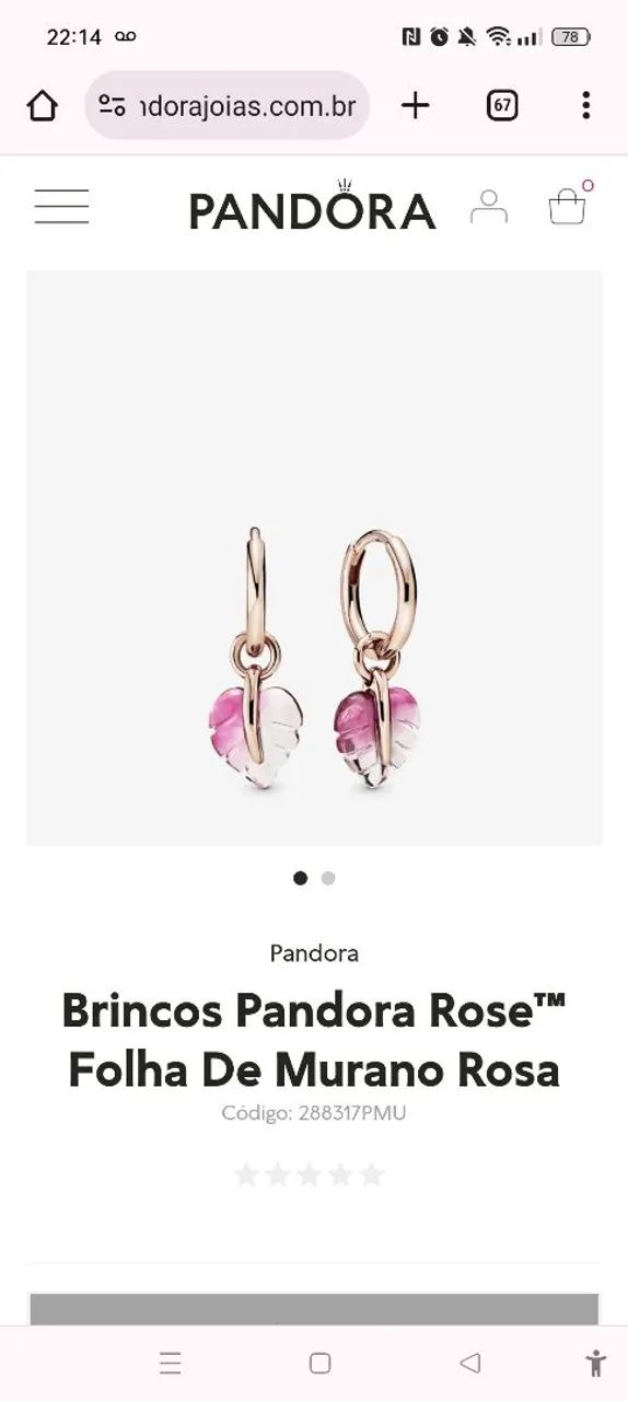 Brinco rose folha murano 