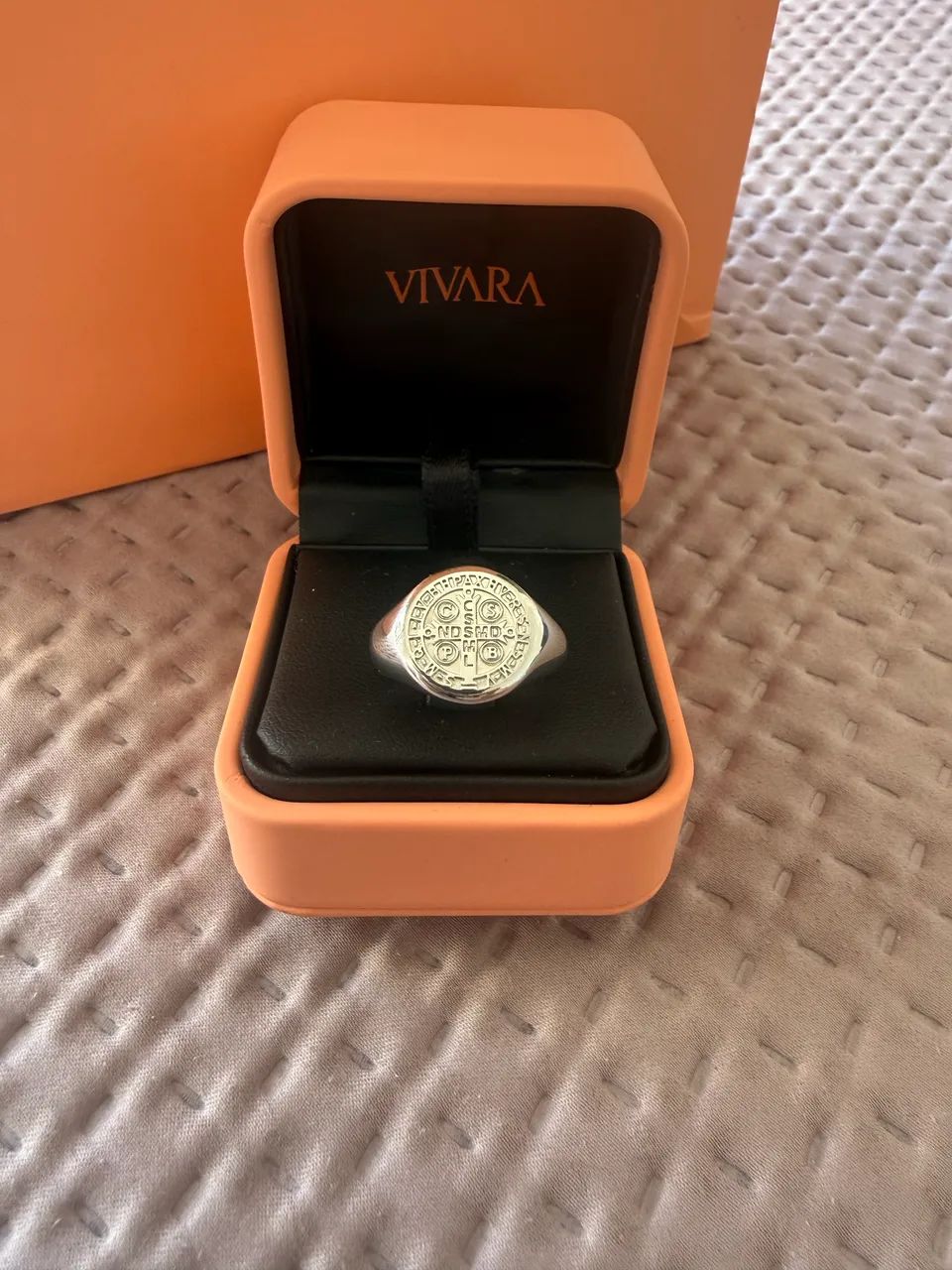 Anel de prata Vivara - Medalha São Bento 
