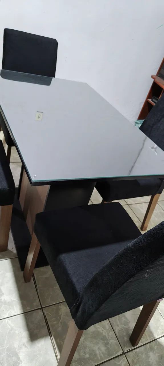 Conjunto sala de jantar Madesa Zion com tampo de vidro - Foto 3