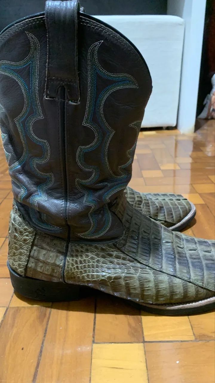 Bota texana couro jacaré legitimo  - Foto 5