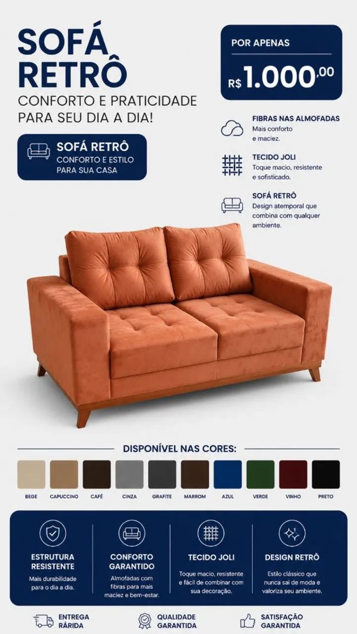 Vendo sofá retrô direto da fábrica 