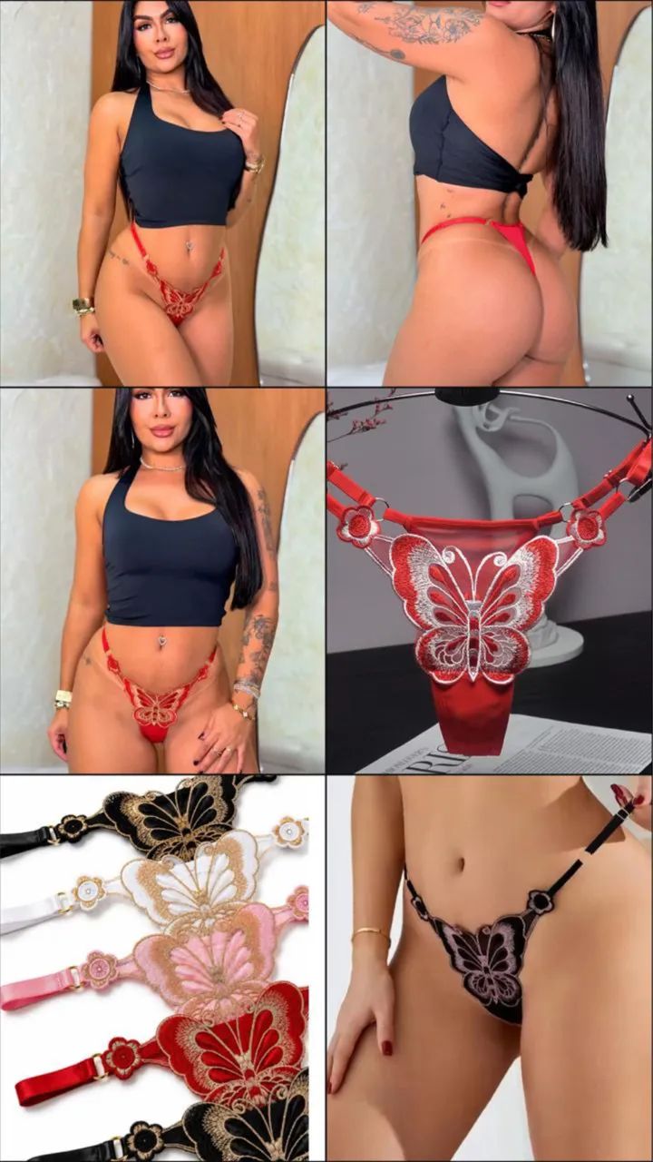 Calcinha - Borboleta bordada.