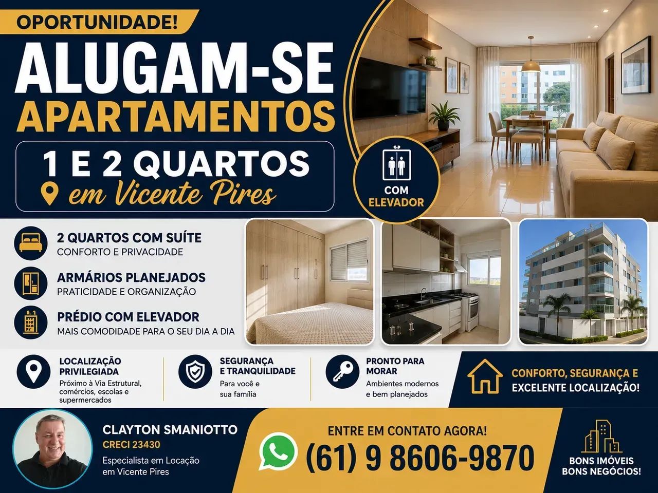 ALUGAM-SE APARTAMENTOS DE 1 E 2 QUARTOS EM VICENTE PIRES