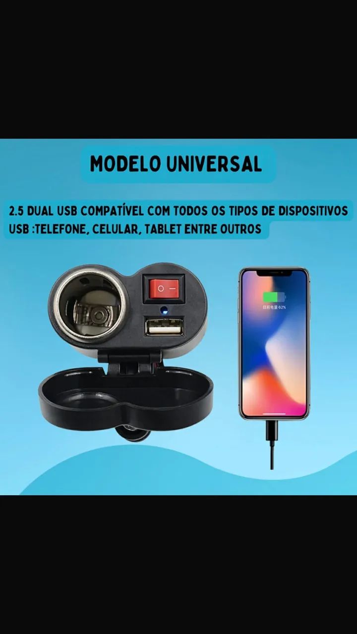 Carregador moto USB a prova D?água  - Foto 4