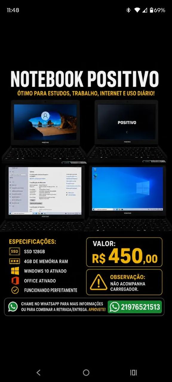 Vende-se Notebook positivo 