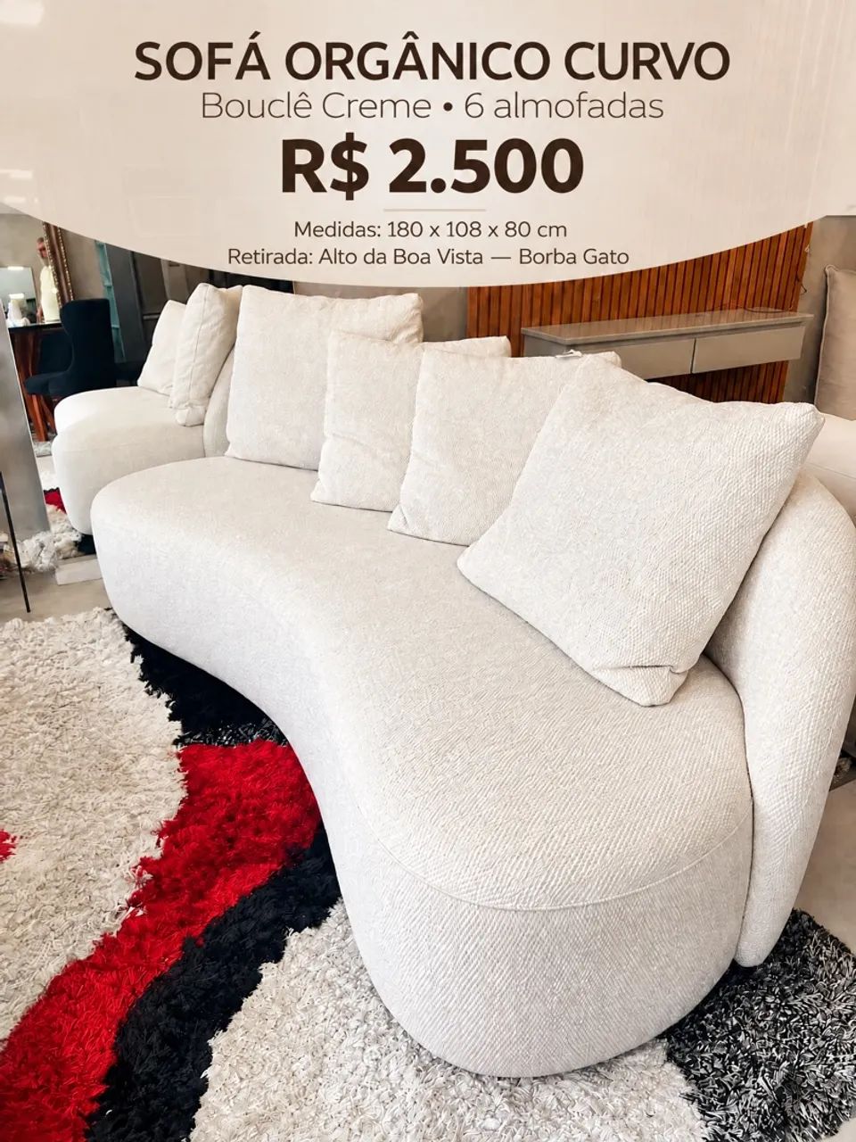 Sofá Feijão Orgânico off-white 