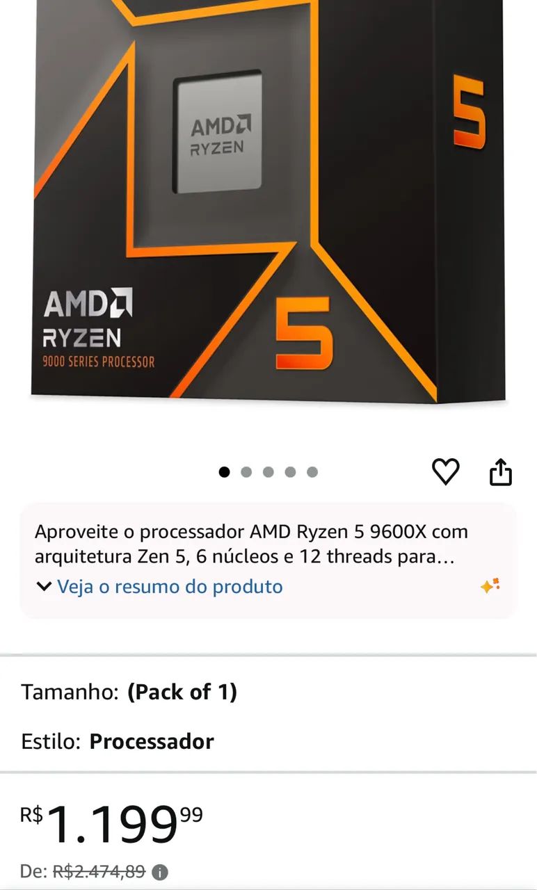 Processador AM5 | Ryzen 9600x NOVO - Foto 2